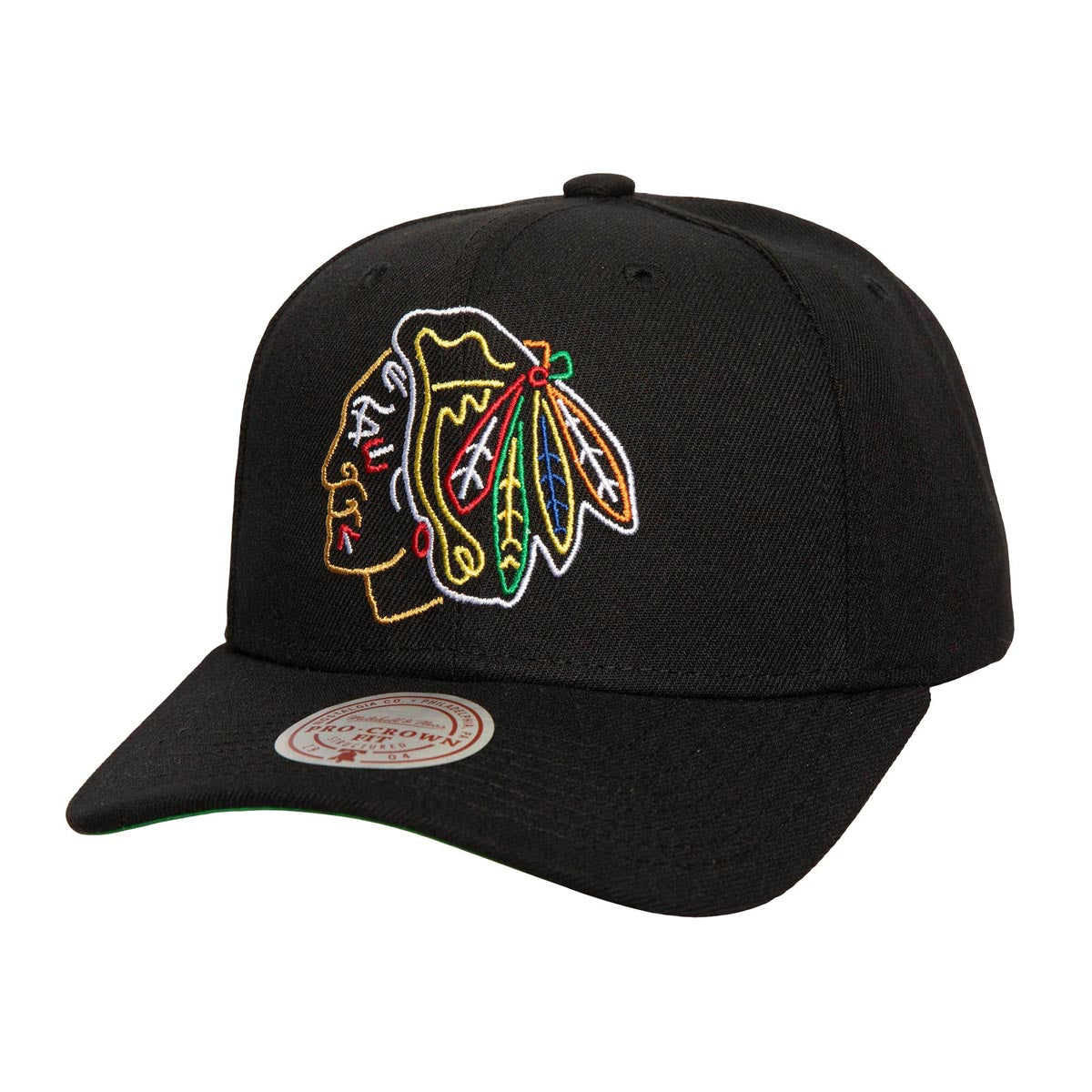 Mitchell & Ness x NHL Neon Logo Pro Blackhawks Snapback Hat - Black image 1