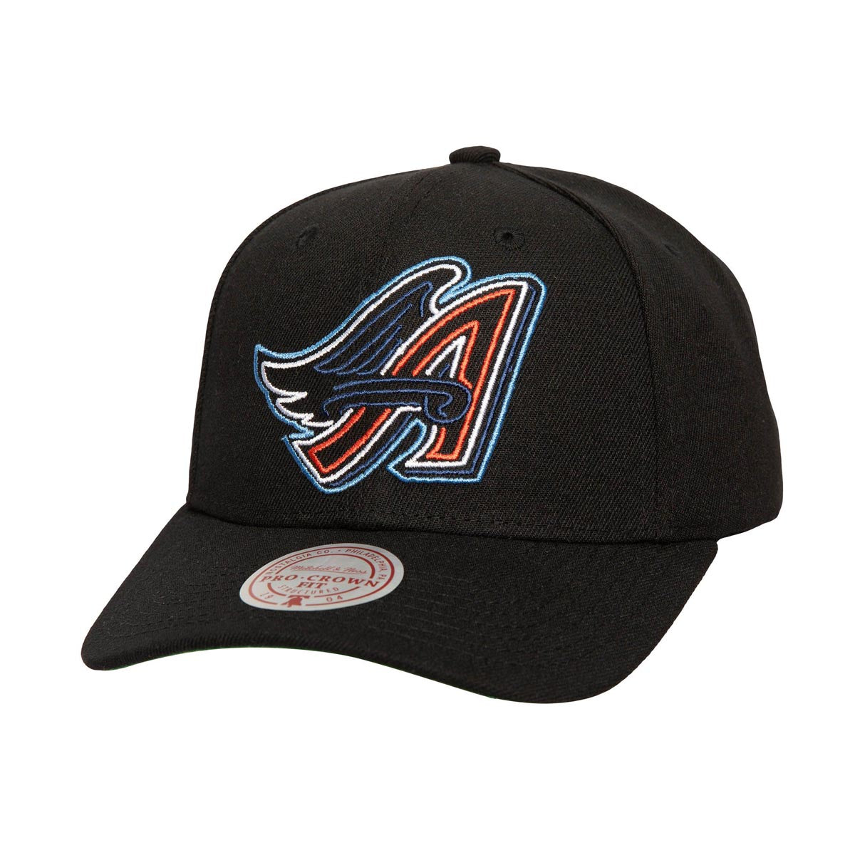 Mitchell & Ness x MLB Neon Logo Pro Coop Angels Snapback Hat - Black image 1