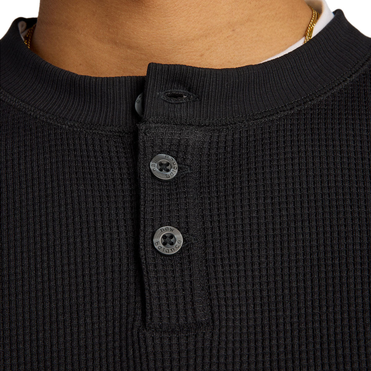 New Balance Numeric Waffle Knit Long Sleeve Henley Shirt - Black image 5