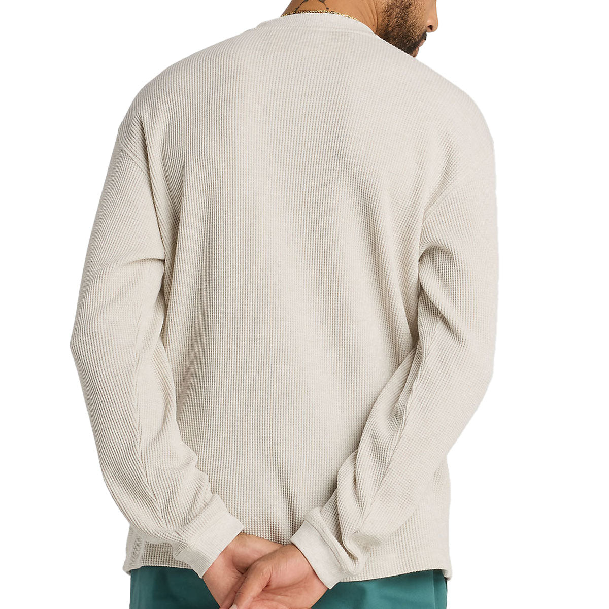 New Balance Numeric Waffle Knit Long Sleeve Henley Shirt - Oatmeal Heather image 2