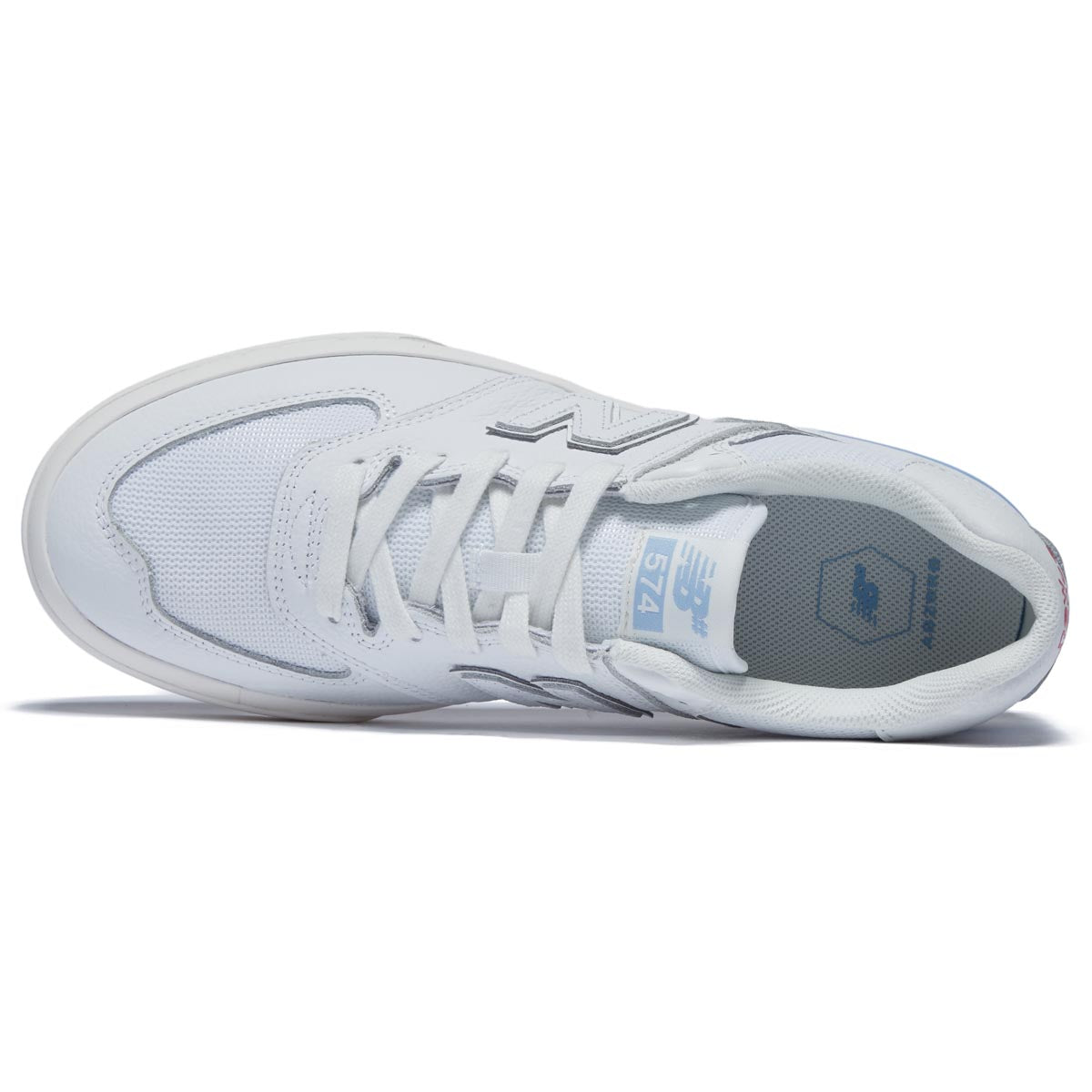 New Balance 574 Vulc Shoes - White/Baby Blue image 3