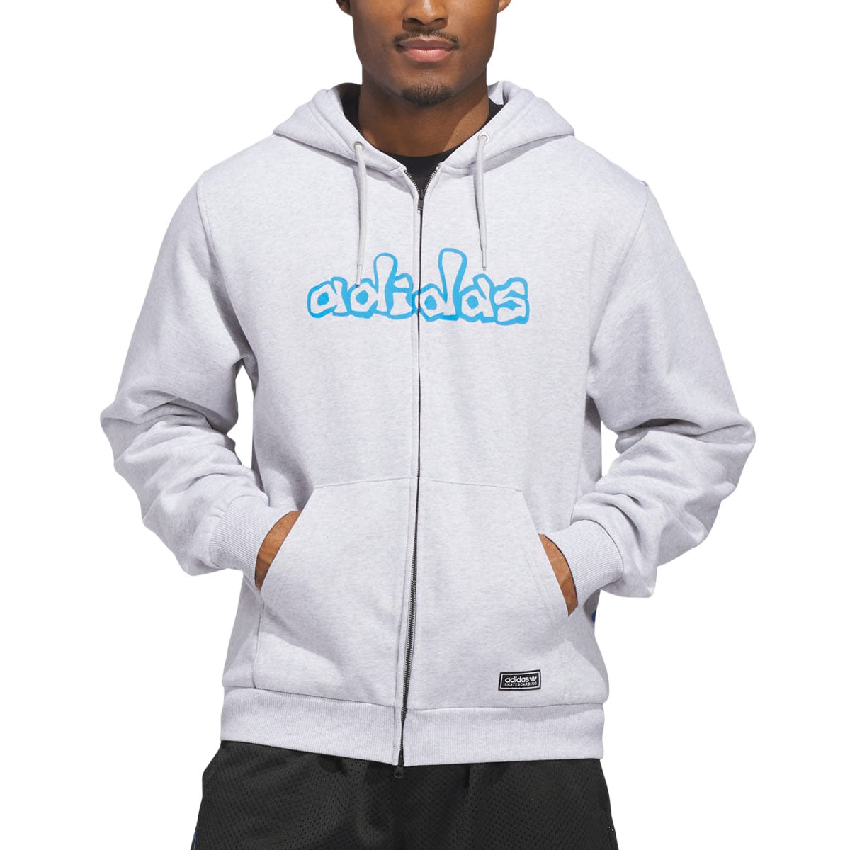 Adidas Kogan Hoodie - Light Grey Heather/Lucid Ray Blue image 1
