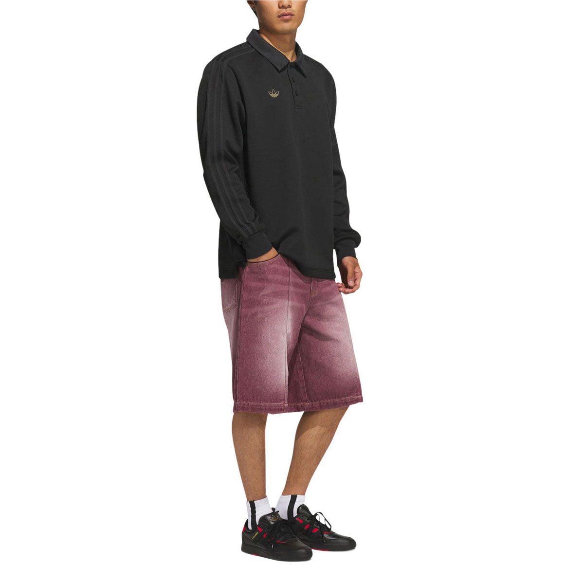 Adidas Tyshawn Washed Denim Shorts - Maroon image 3