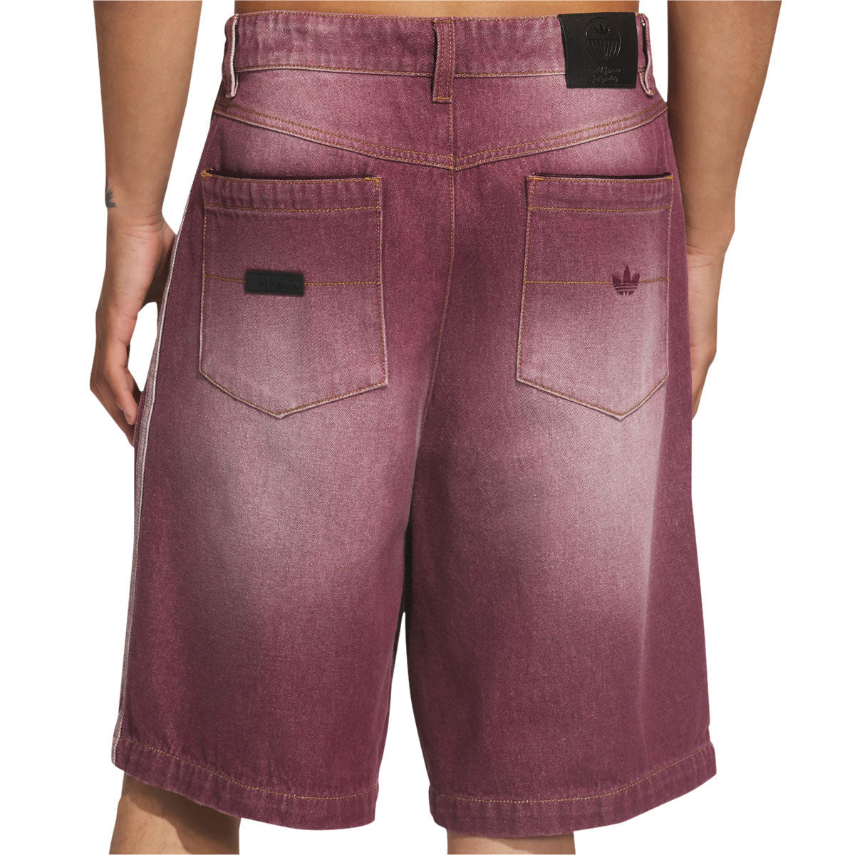 Adidas Tyshawn Washed Denim Shorts - Maroon image 5