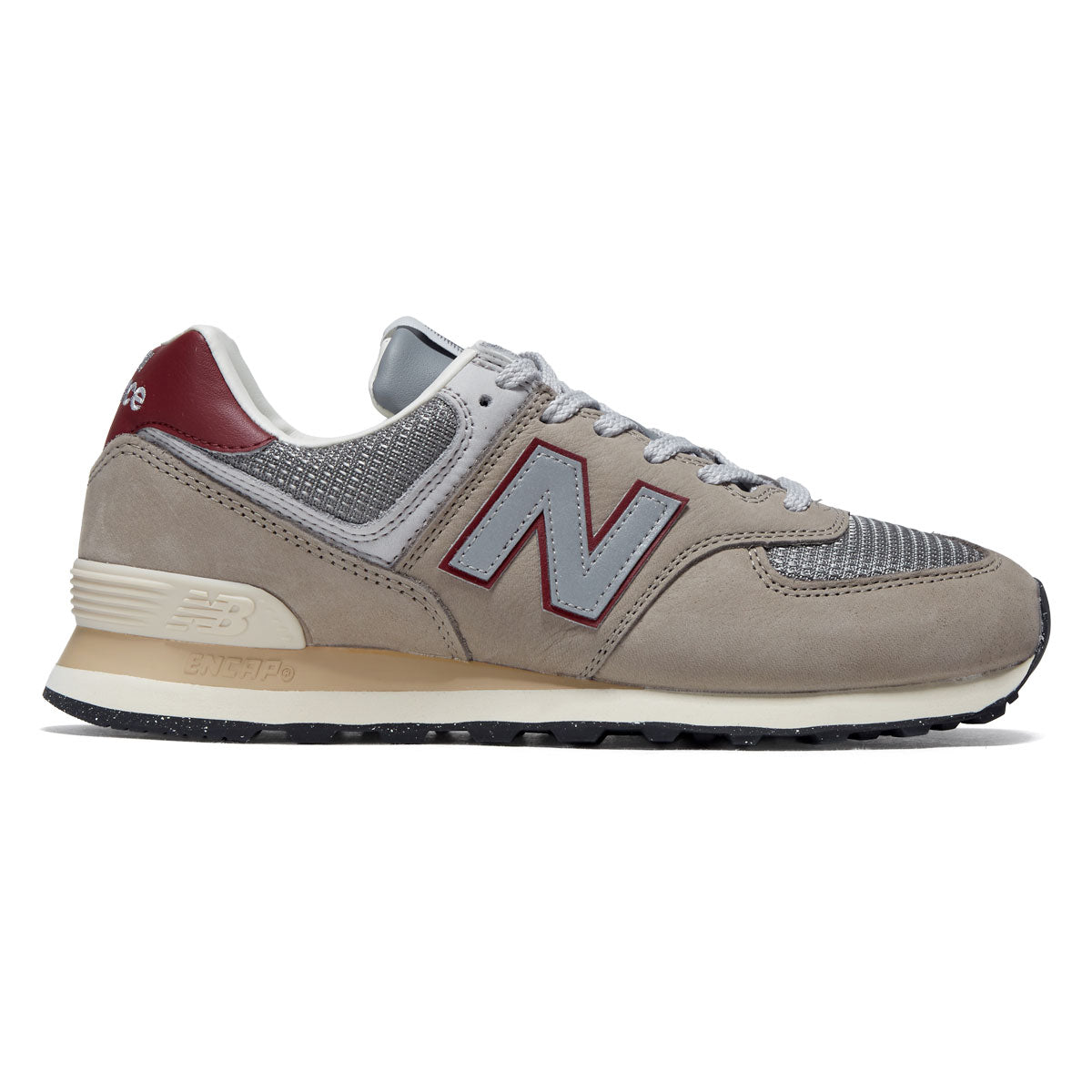 New Balance 574 Shoes - Arid Stone/Monarch Burgundy image 1