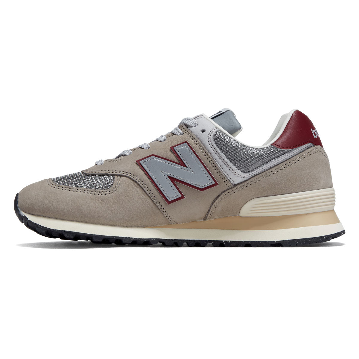 New Balance 574 Shoes - Arid Stone/Monarch Burgundy image 2