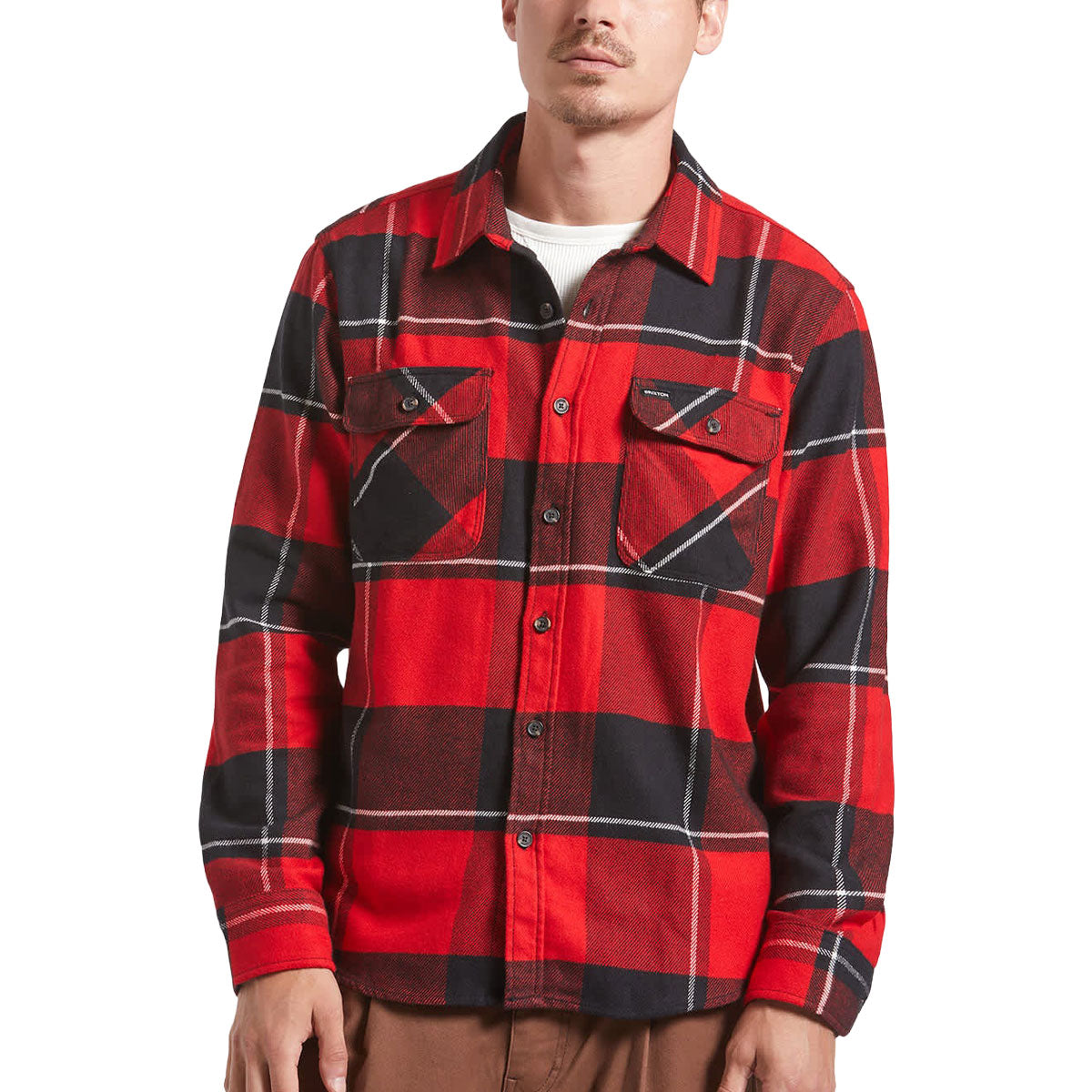 Brixton Bowery Long Sleeve Shirt - Black/Adrenaline Rush/Off White image 1