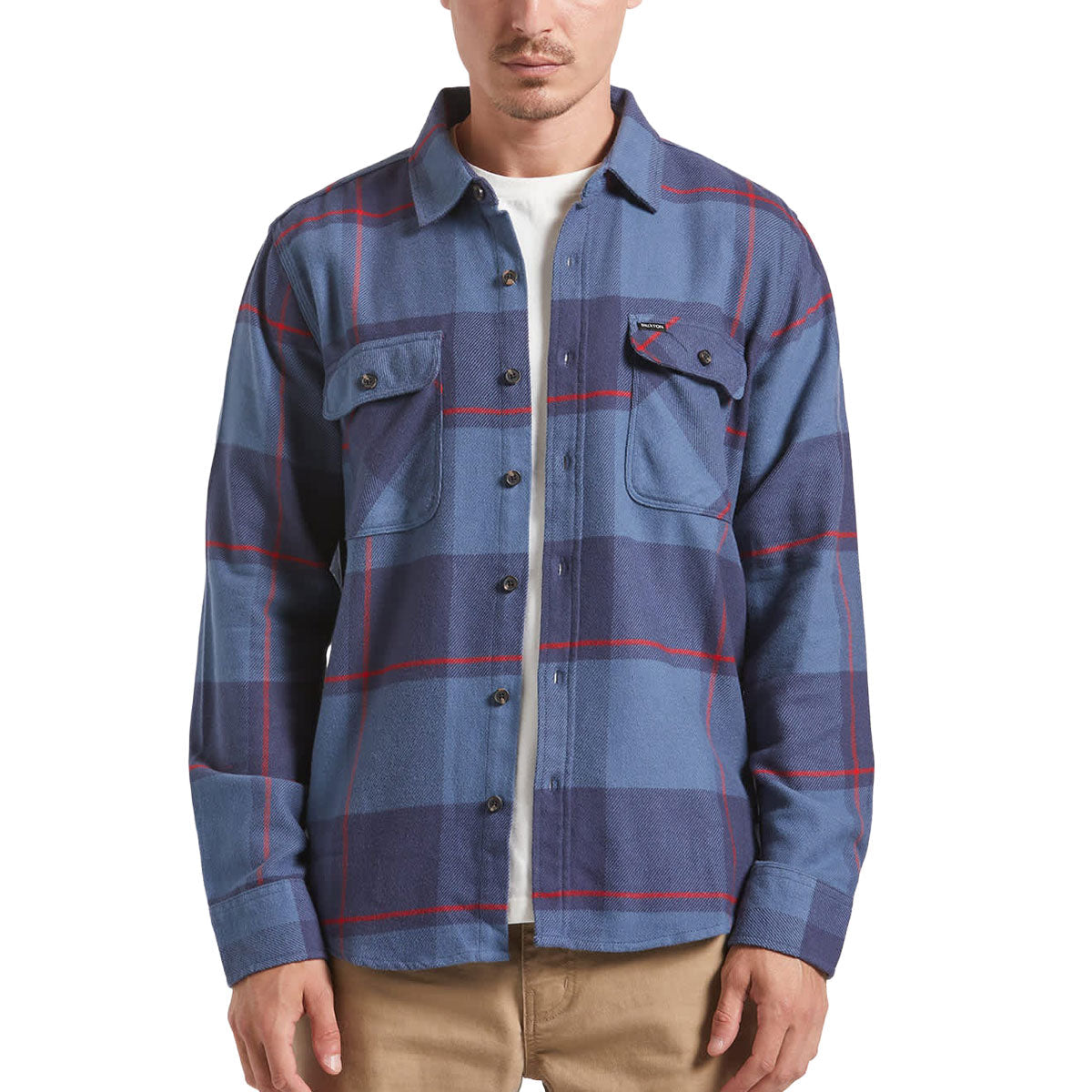 Brixton Bowery Long Sleeve Shirt - Bering Sea/Mood Indigo/Adrenaline Rush image 1
