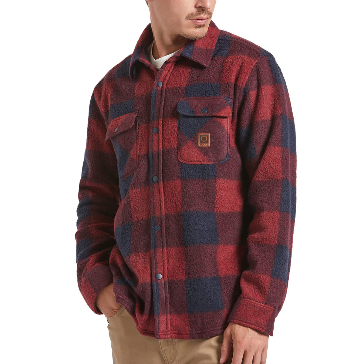 Brixton Bowery Long Sleeve Arctic Stretch Fleece Shirt - Adrenaline Rush/Mood Indigo image 1