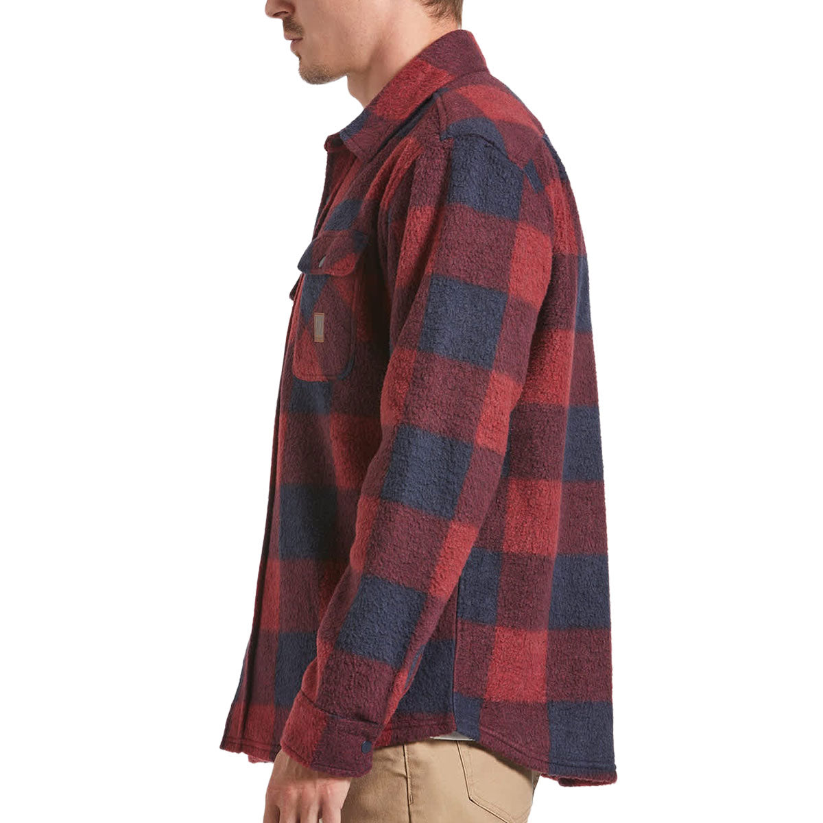 Brixton Bowery Long Sleeve Arctic Stretch Fleece Shirt - Adrenaline Rush/Mood Indigo image 3