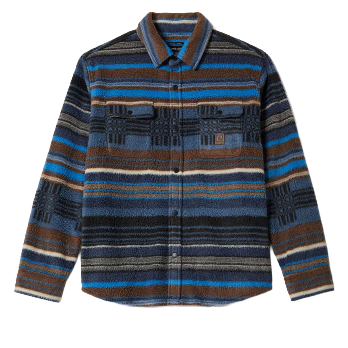 Brixton Bowery Long Sleeve Arctic Stretch Fleece Shirt - Mood Indigo Blanket Stripe image 2