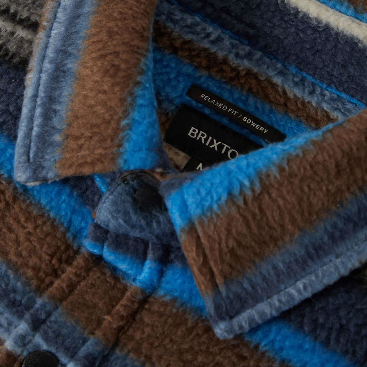 Brixton Bowery Long Sleeve Arctic Stretch Fleece Shirt - Mood Indigo Blanket Stripe image 4