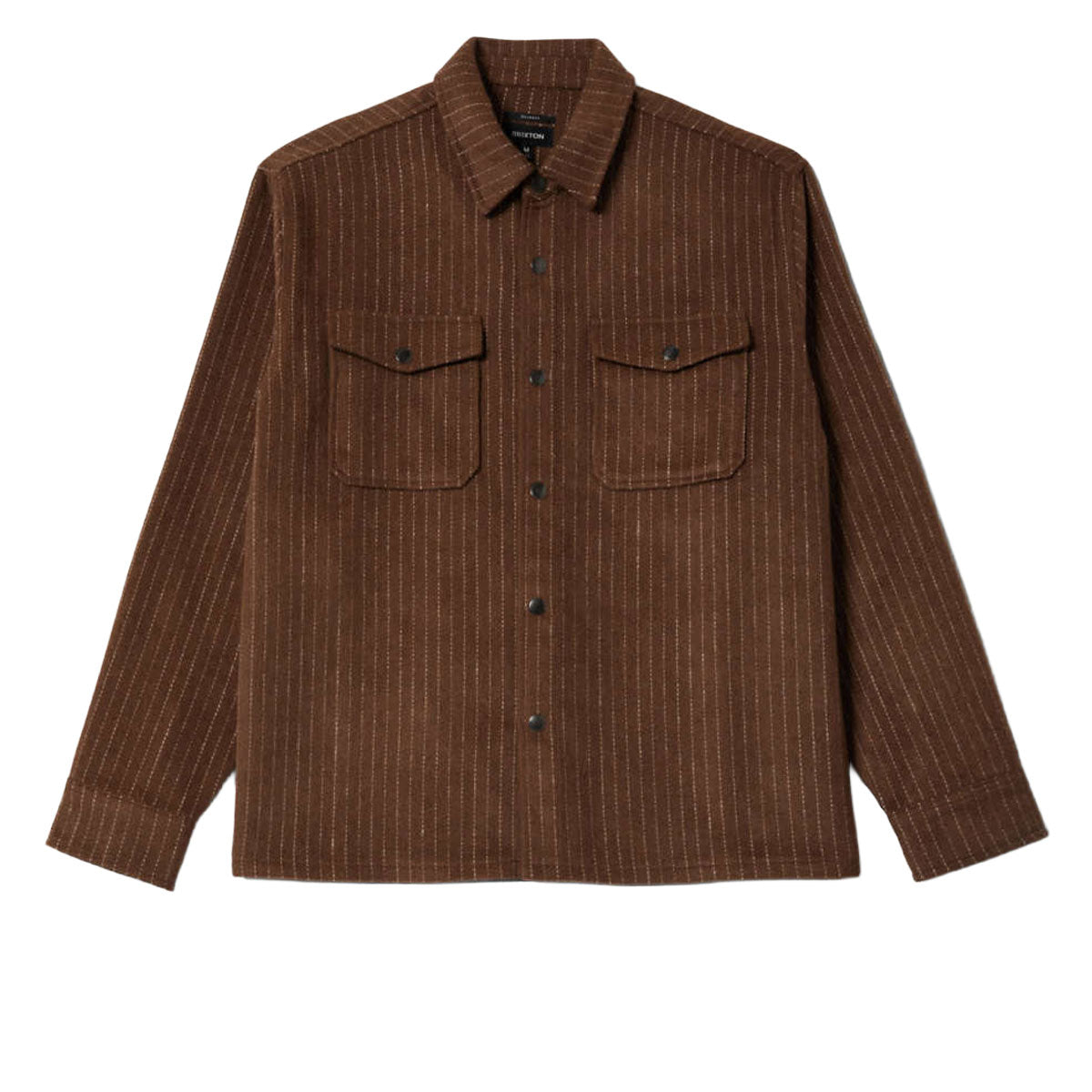 Brixton Selden Soft Brushed Flannel Shirt - Pinecone Brown Pinestripe image 2