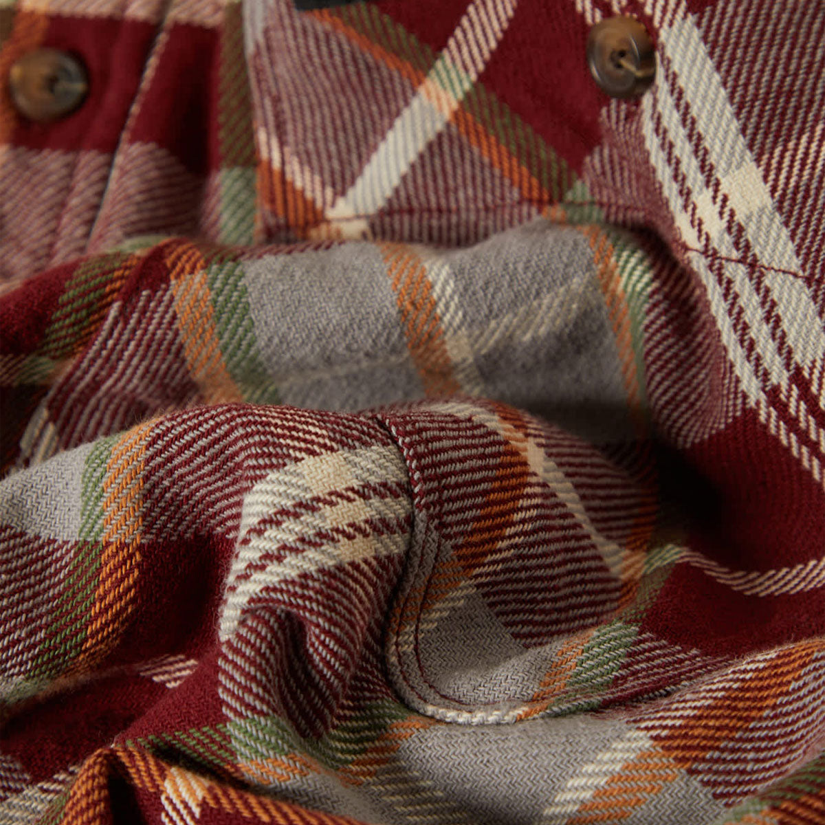 Brixton Vintage Wash Flannel Shirt - Maroon Red/Beige/Green image 2