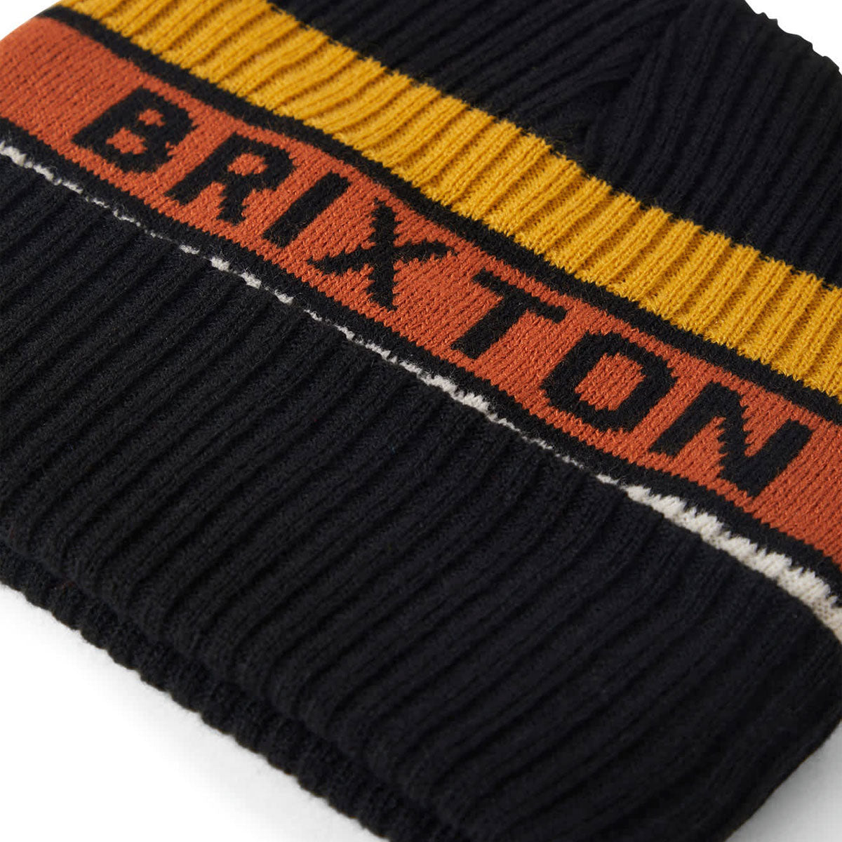 Brixton Rainier Striped Beanie - Black/Yellow/Orange image 2