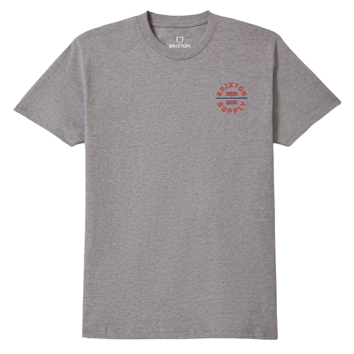 Brixton Oath V T-Shirt - Heather Grey/Lava Red/Midnight Blue image 2