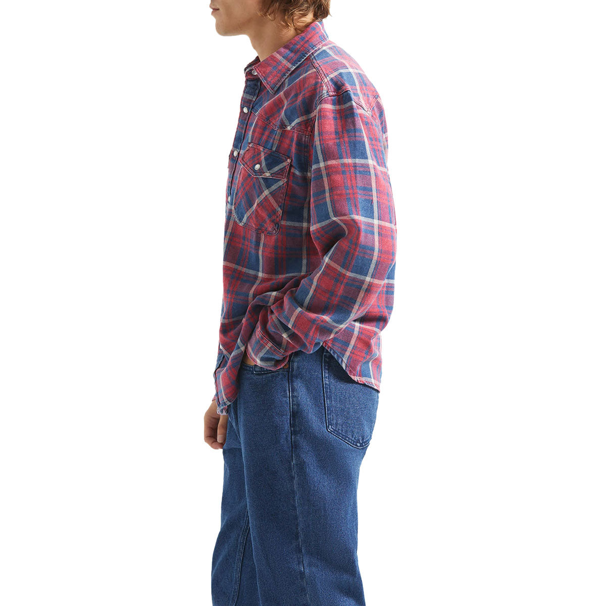 Brixton Waylon Lightweight Long Sleeve Over Shirt - Denim Plaid image 3