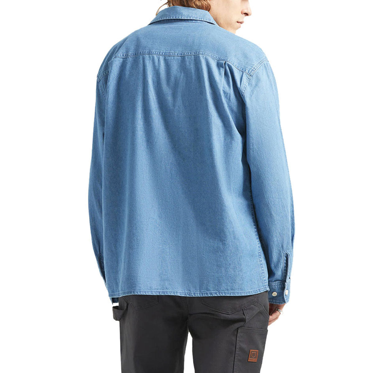 Brixton Waylon Lightweight Long Sleeve Over Shirt - Med Wash Chambrey image 2