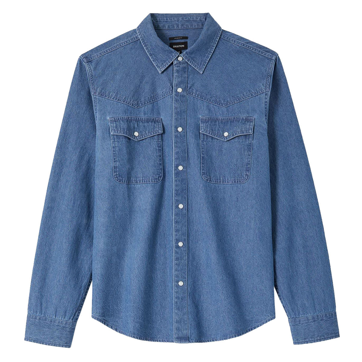Brixton Waylon Lightweight Long Sleeve Over Shirt - Med Wash Chambrey image 5