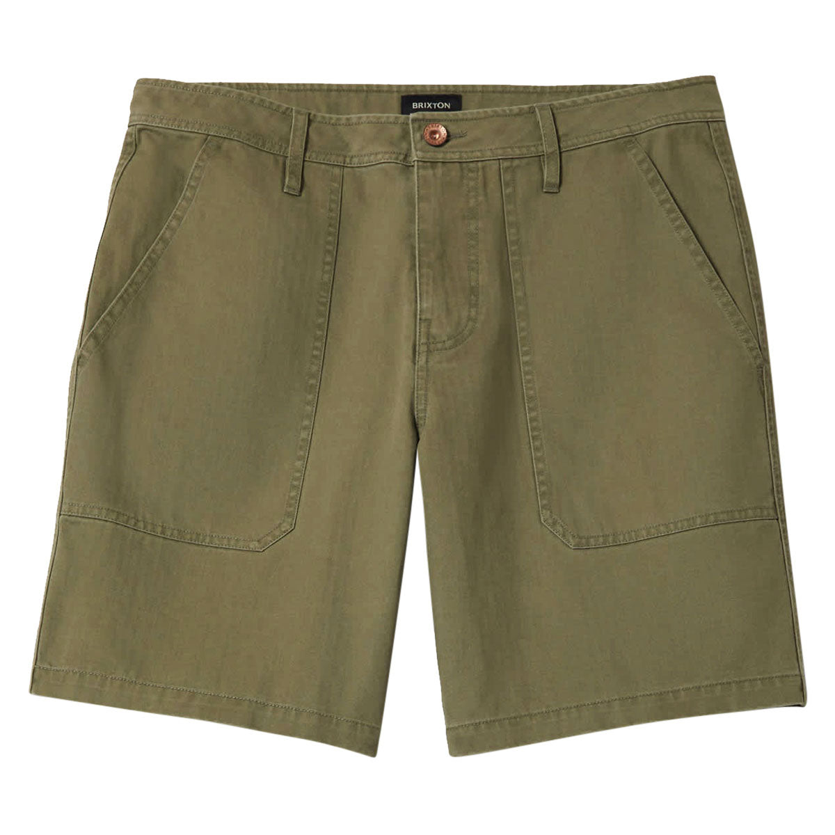 Brixton Surplus Vintage Wash Herringbone Shorts - Washed Olive Green image 1