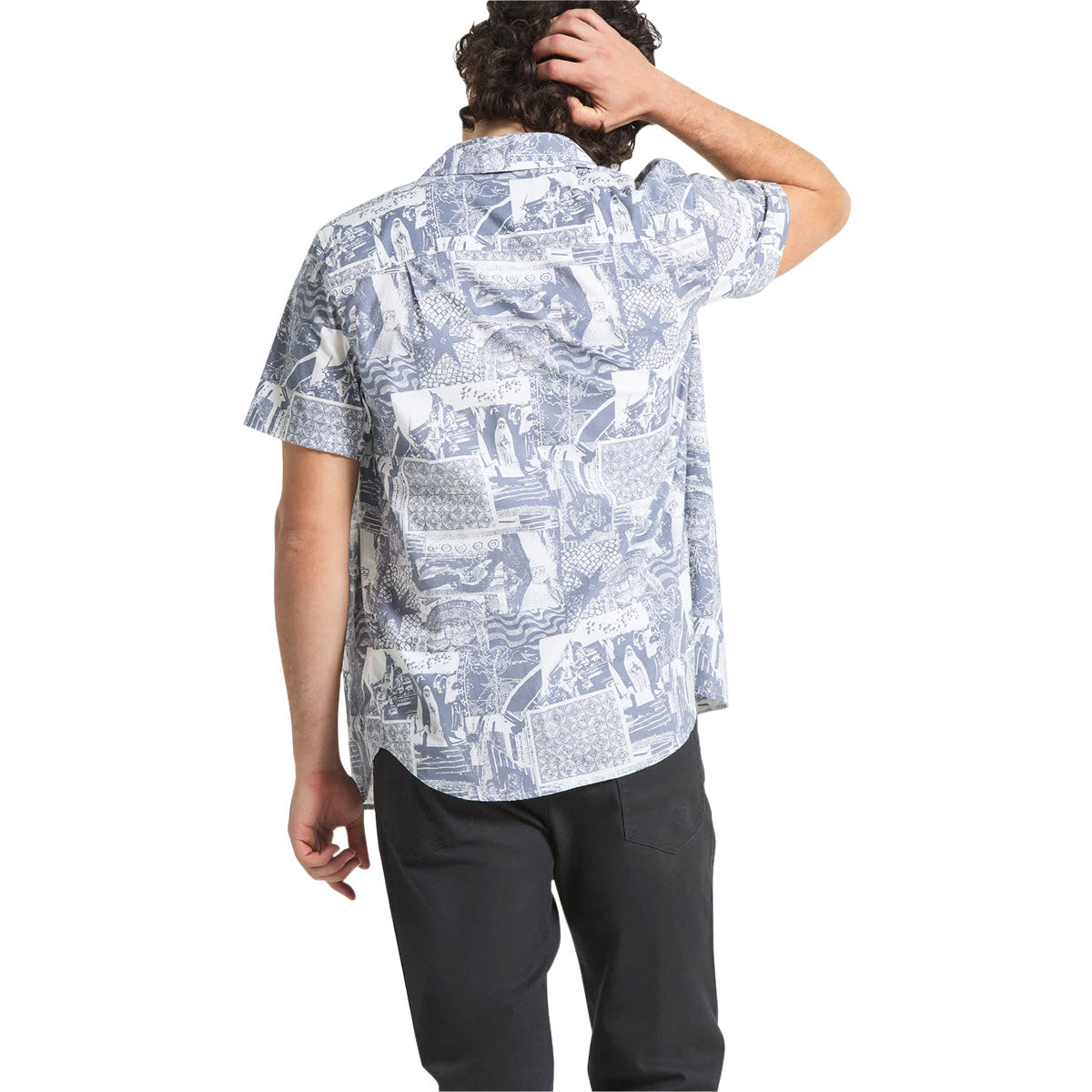 Brixton Charter Print Shirt - Navy/White Collage image 2