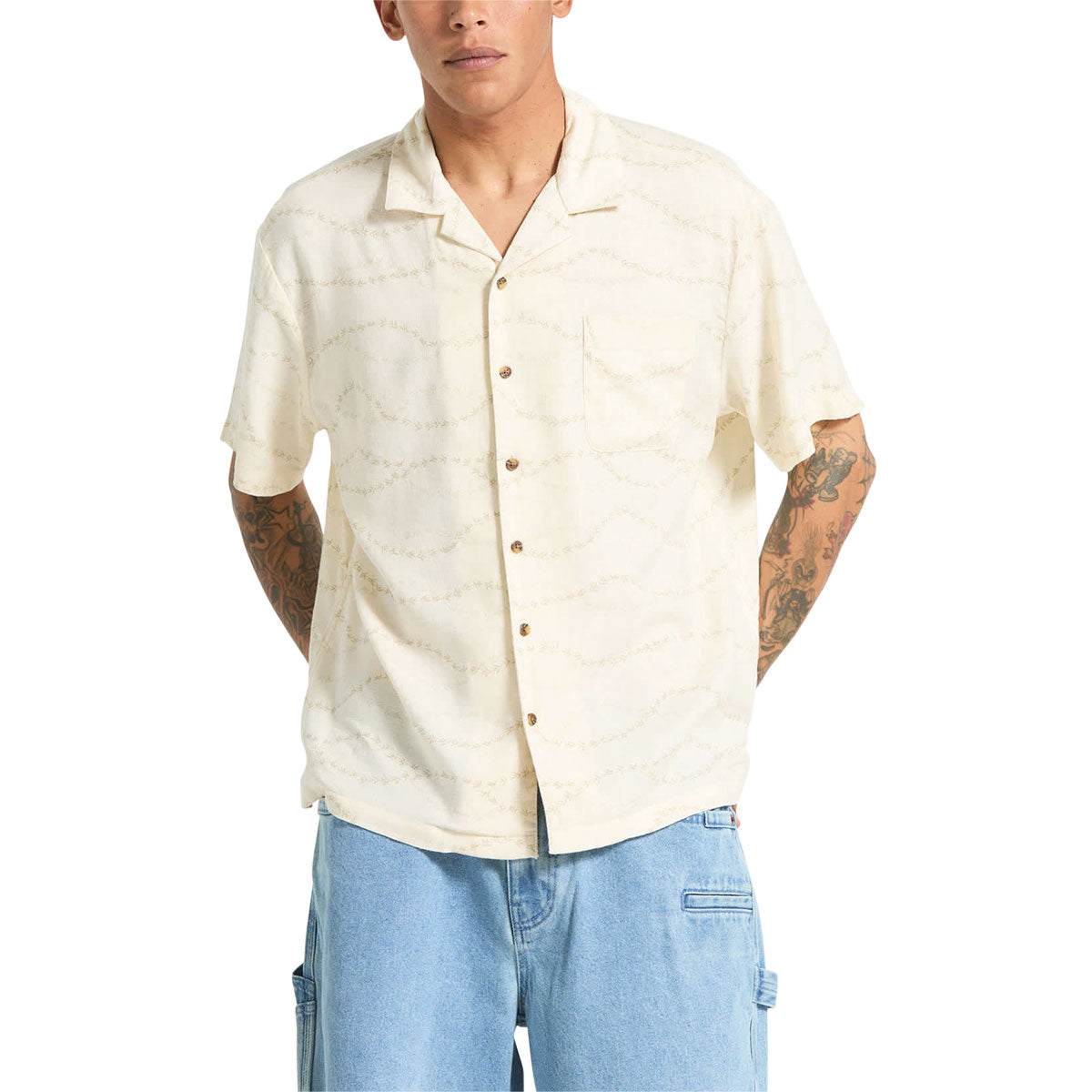 Brixton Bunker Slub Shirt - Whitecap/Black Swallows image 1