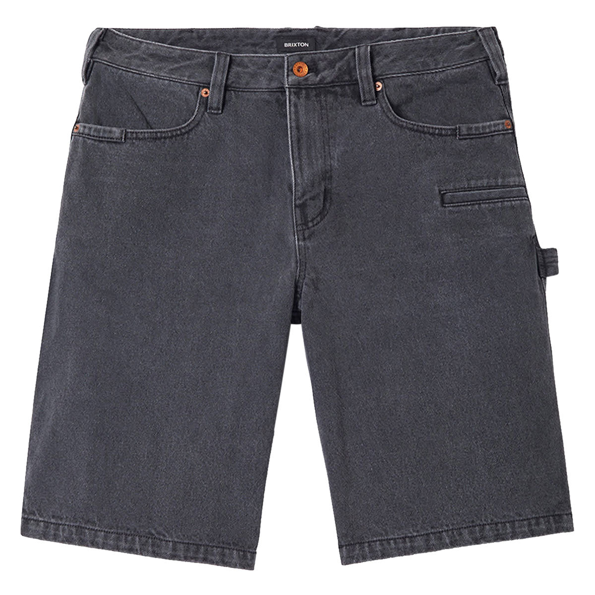 Brixton Builders Carpenter Baggy Shorts - Washed Black Denim image 1