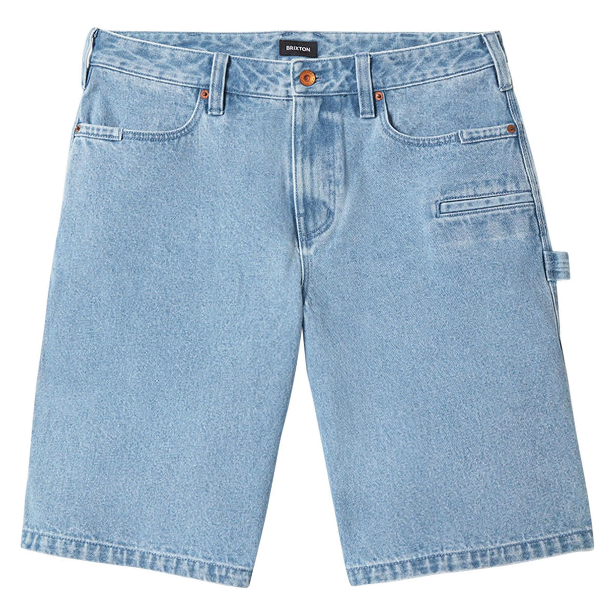 Brixton Builders Carpenter Baggy Shorts - Washed Blue Denim image 1
