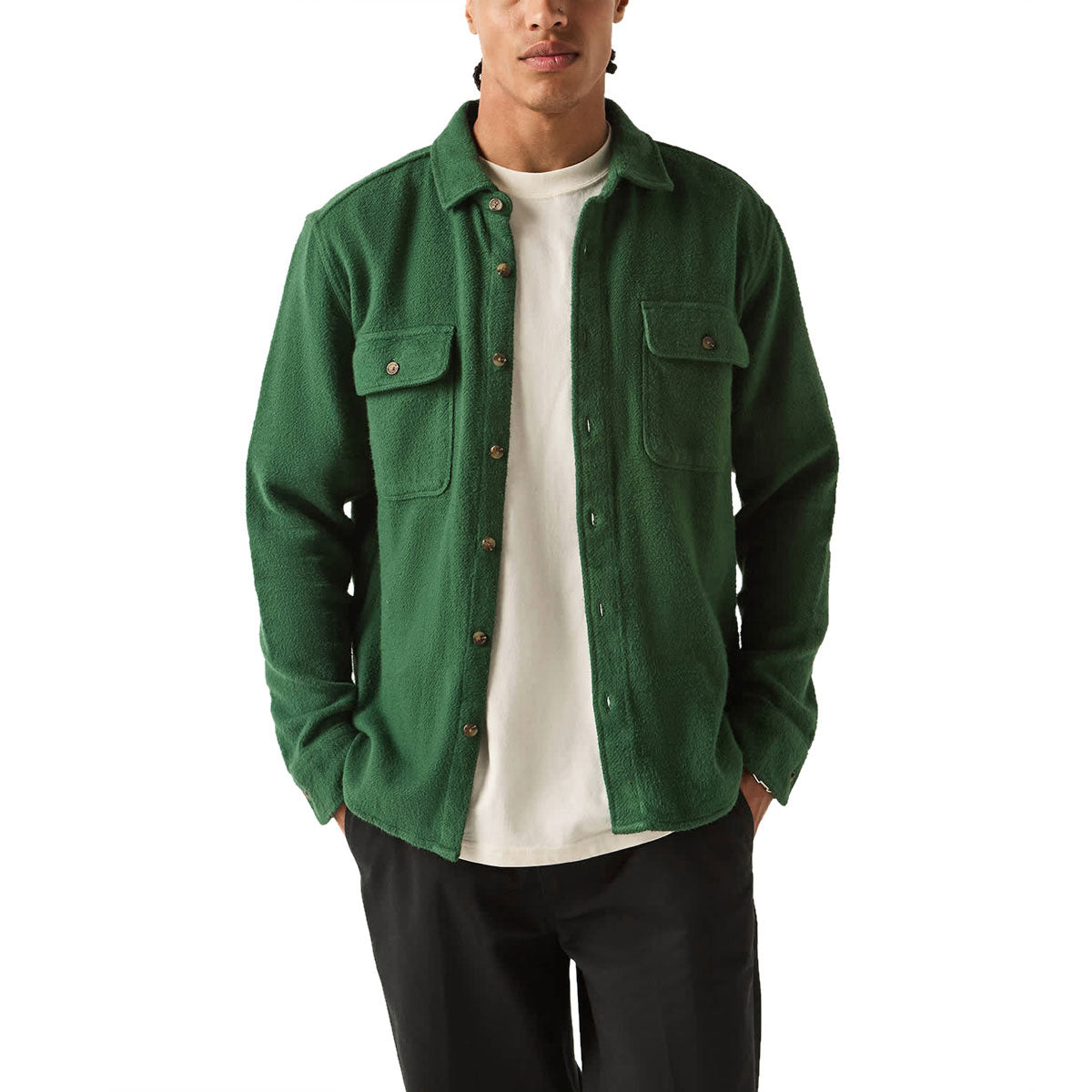 Brixton Bowery Textured Twill Over Shirt - Primal Green image 2