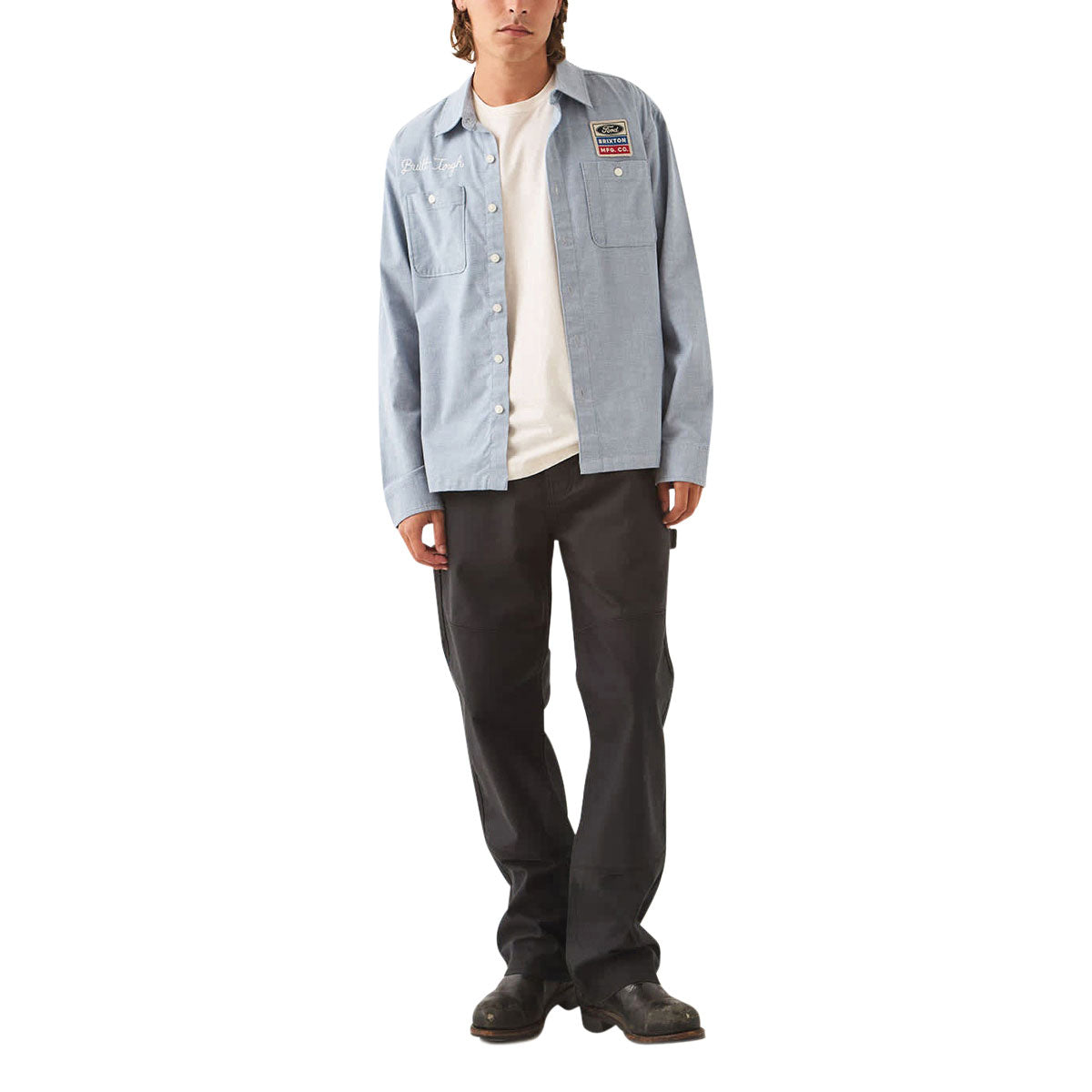 Brixton x Ford Service Dept Long Sleeve Work Shirt - Blue Chambray image 2
