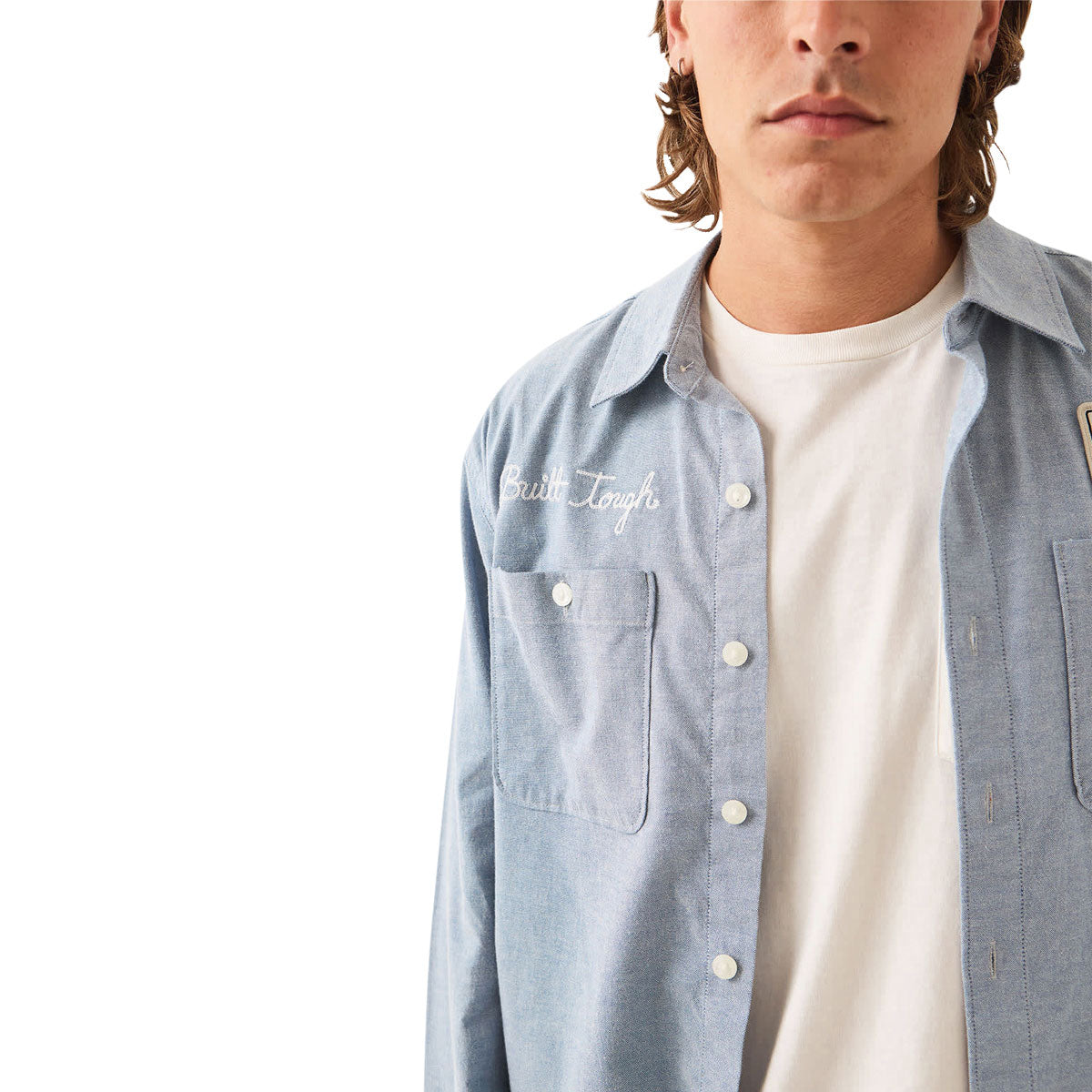 Brixton x Ford Service Dept Long Sleeve Work Shirt - Blue Chambray image 4