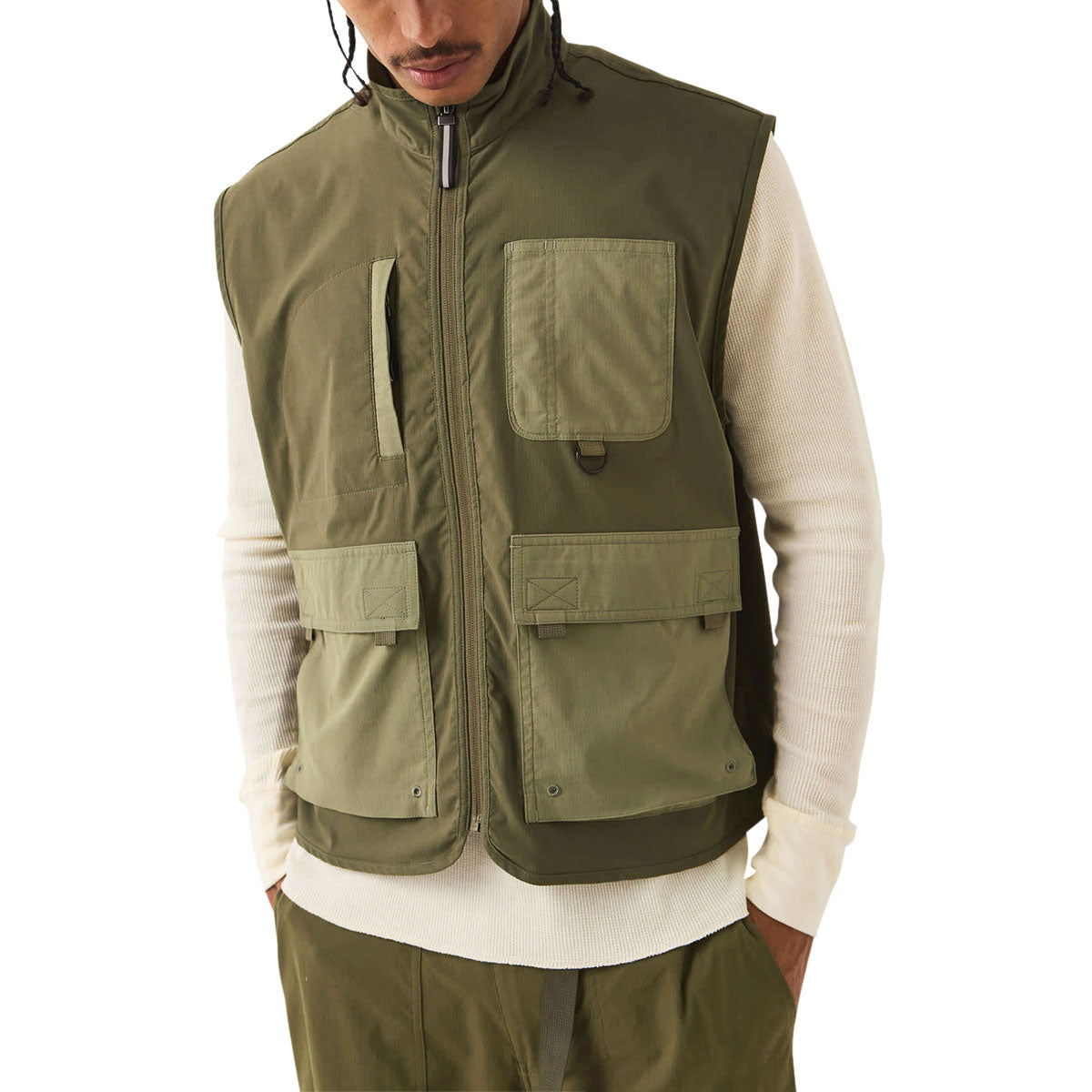 Brixton Journey Utility Vest - Dark Olive/Olive Surplus image 2
