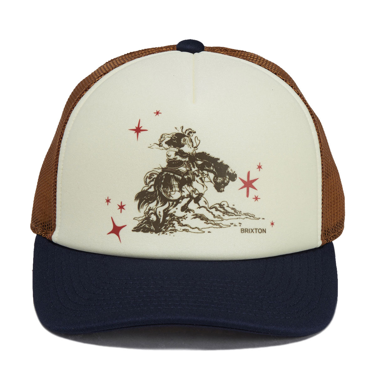 Brixton Mid Century Ranch Trucker Hat - Off White/Washed Navy/Caramel image 3