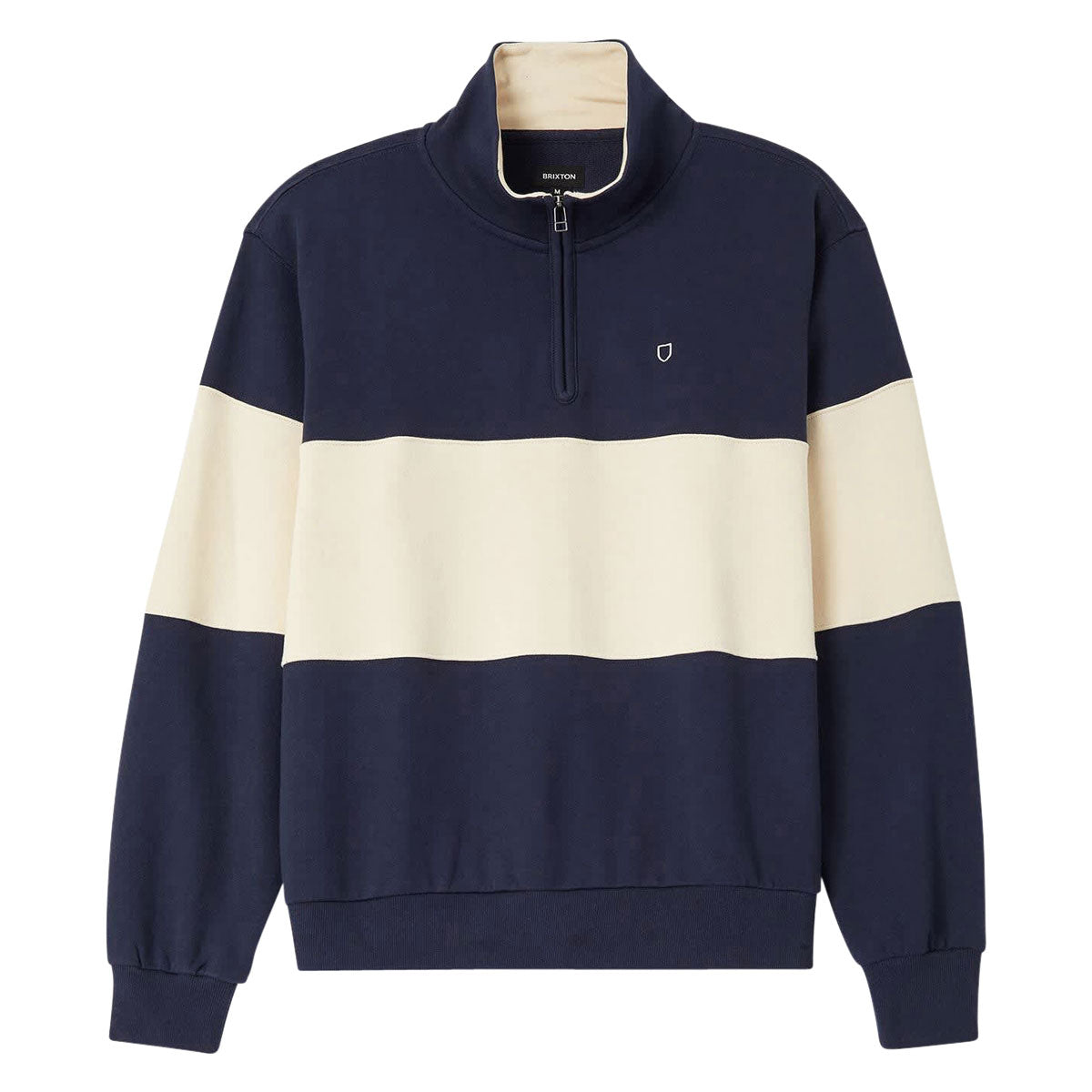 Brixton Danville Quarter Zip Fleece Sweatshirt - Navy/Whitecap image 1
