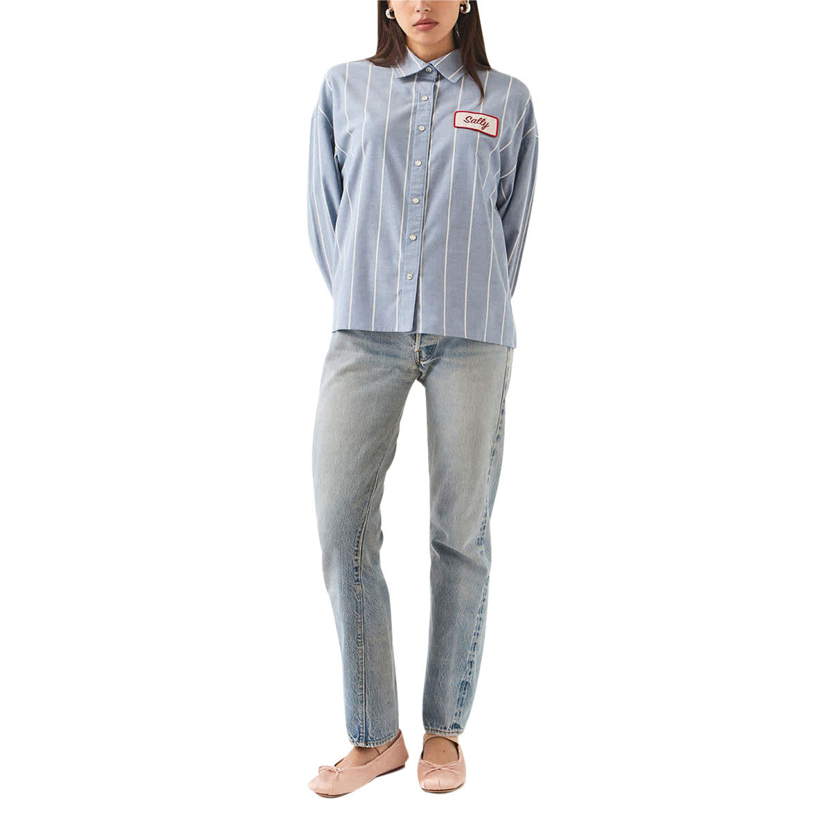 Brixton x Ford Mustang Sally Long Sleeve Shirt - Blue Chambray/Stripe image 3