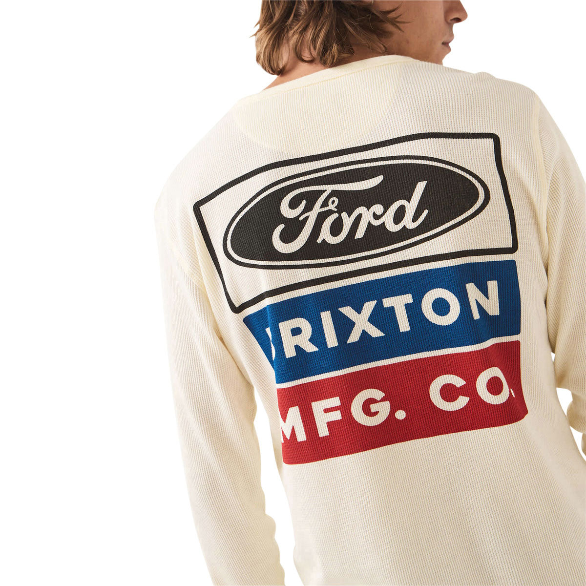 Brixton x Ford Service Dept Long Sleeve Waffle Shirt - Wimbledon White image 4