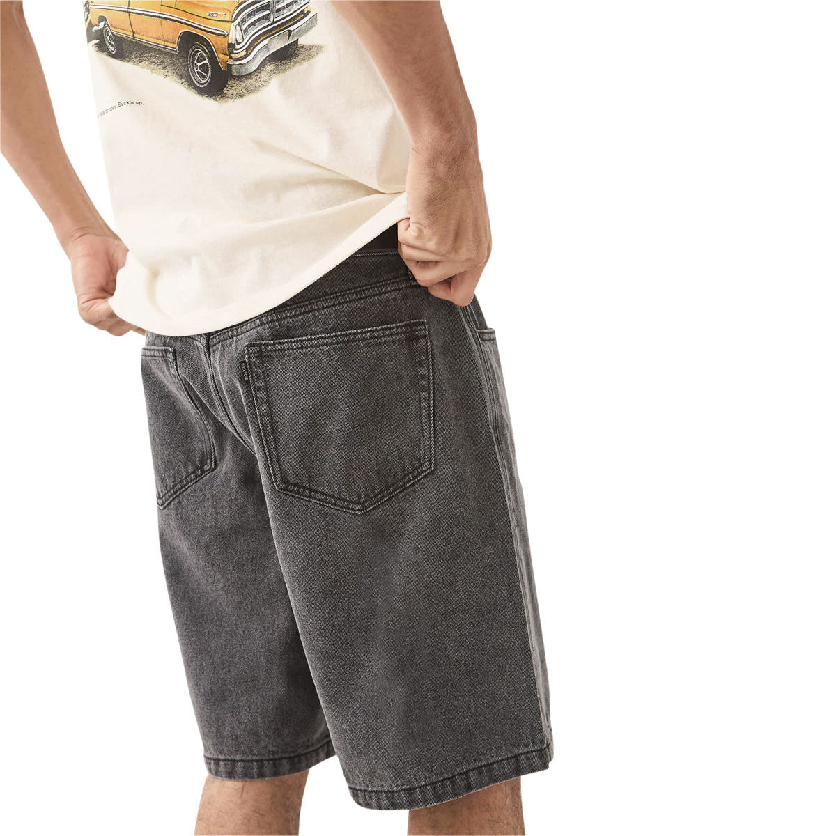 Brixton Relaxed Shorts - Washed Black Denim image 3