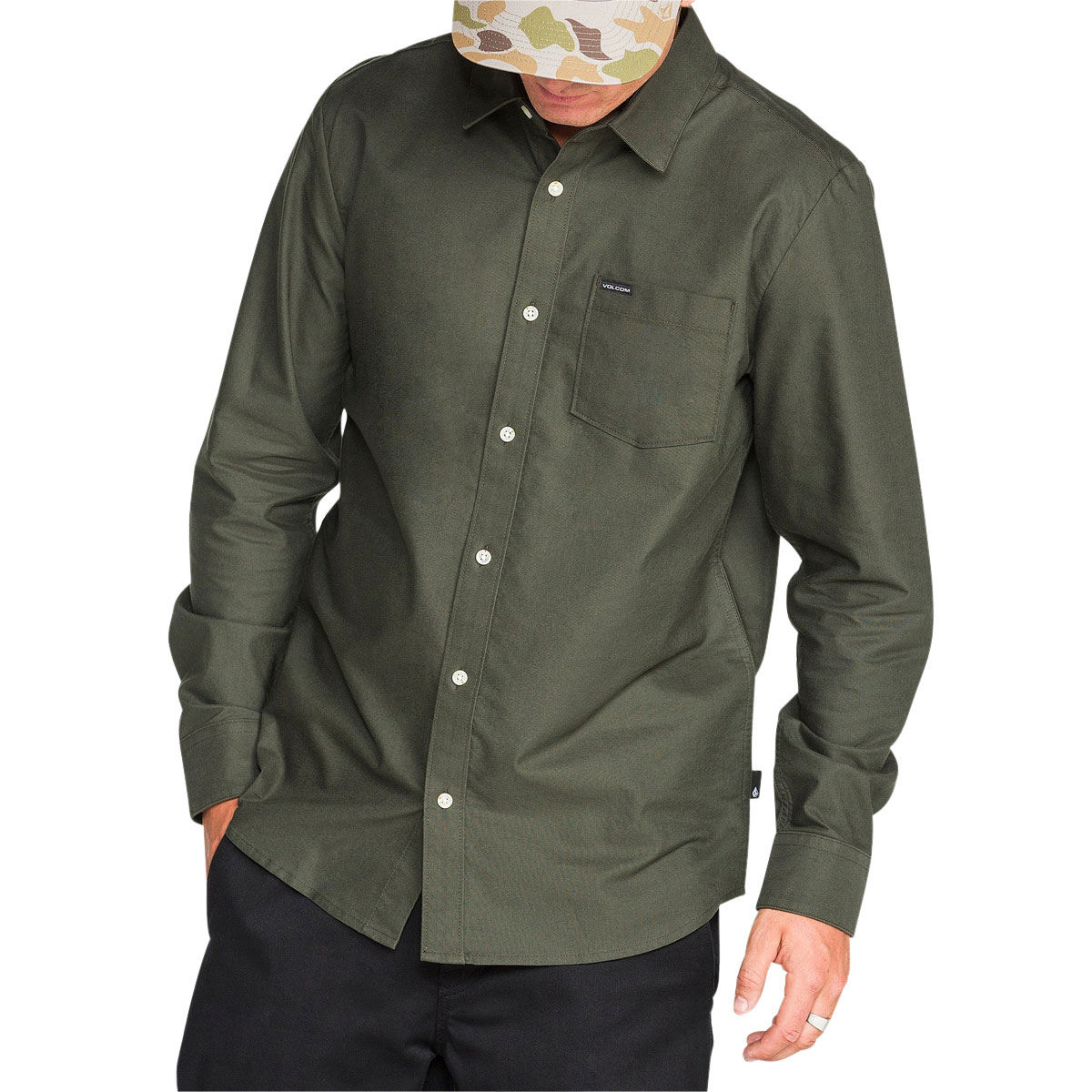 Volcom Veeco Oxford Long Sleeve Shirt - Climbing Ivy image 1
