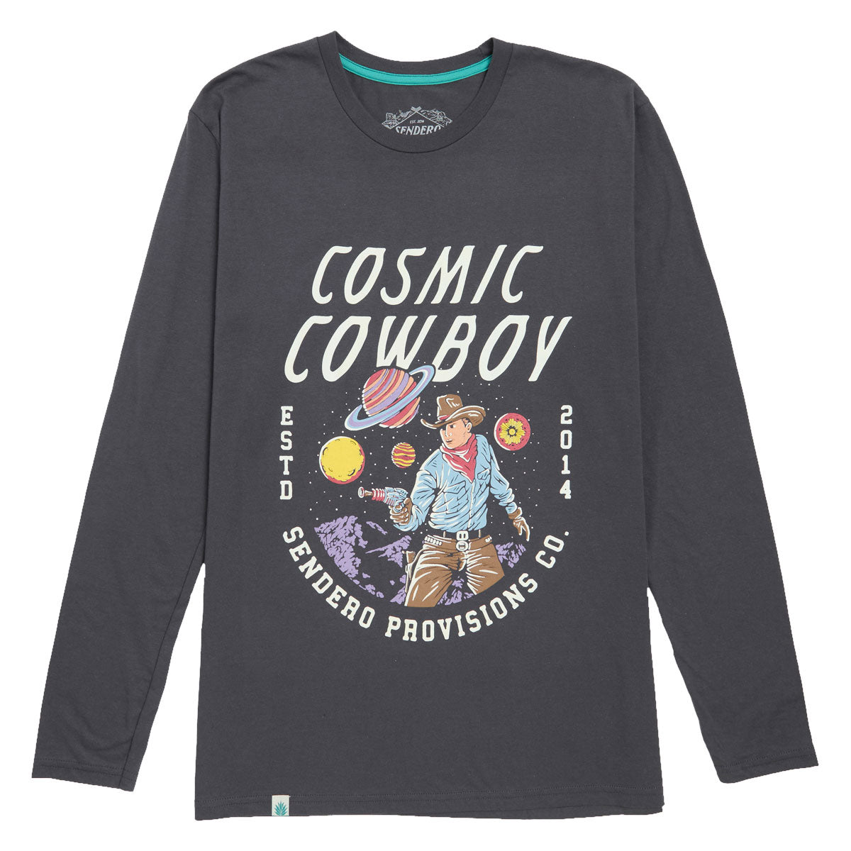 Sendero Cosmic Cowboy Long Sleeve T-Shirt - Charcoal image 1
