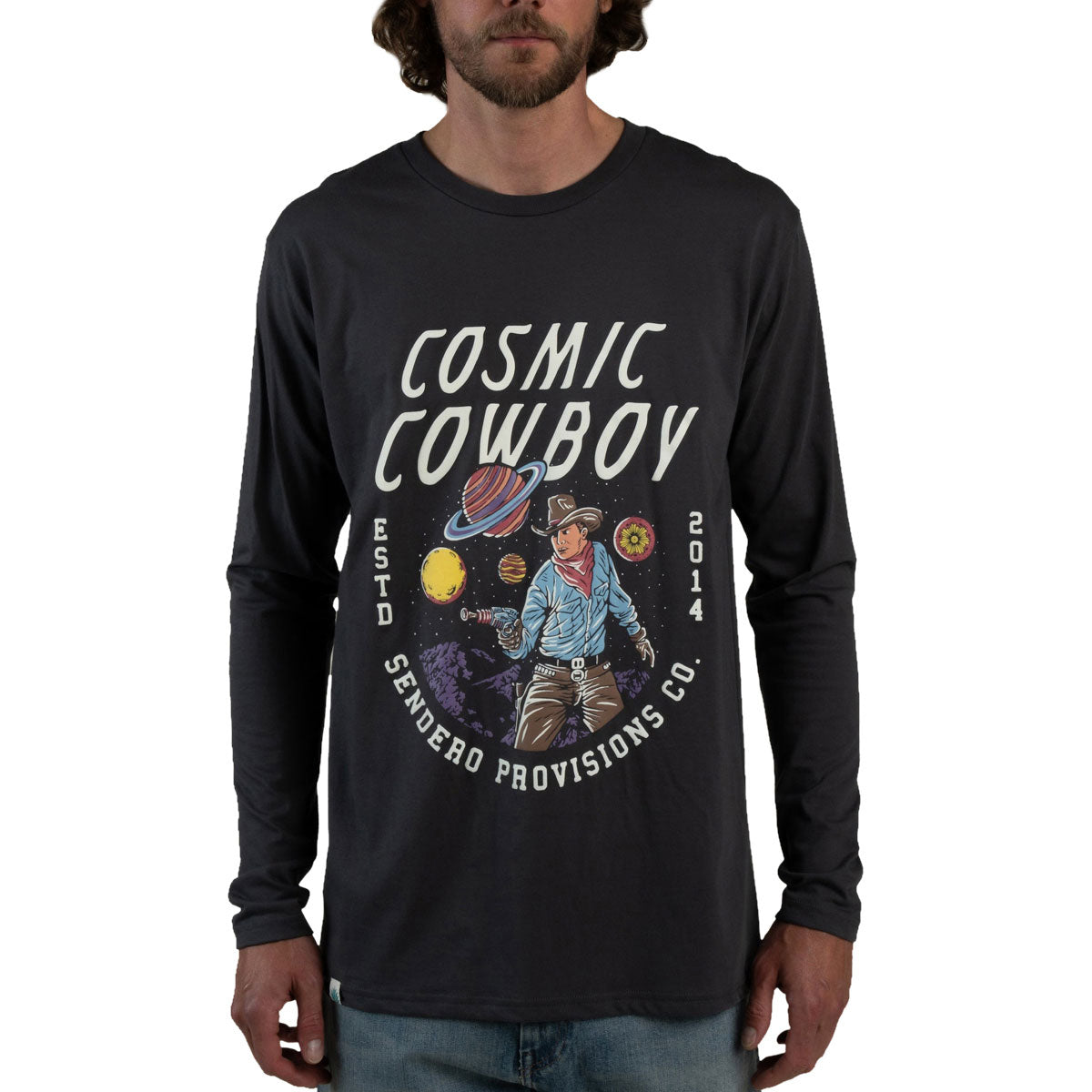 Sendero Cosmic Cowboy Long Sleeve T-Shirt - Charcoal image 2