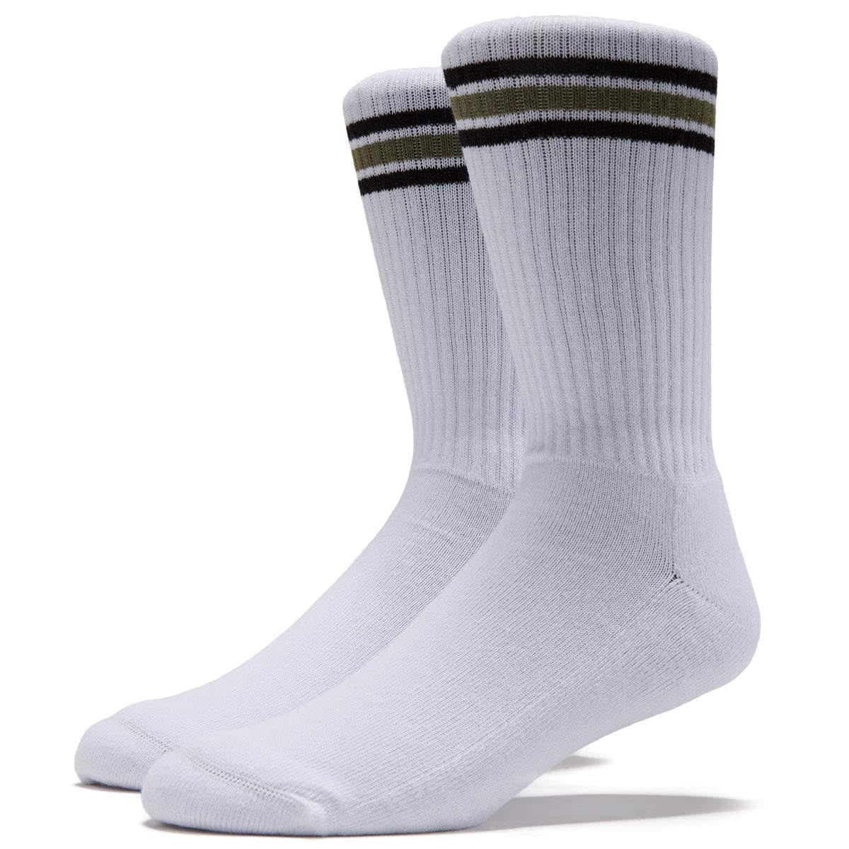 Polar Rib Stripe Socks - White/Black/Sage image 1