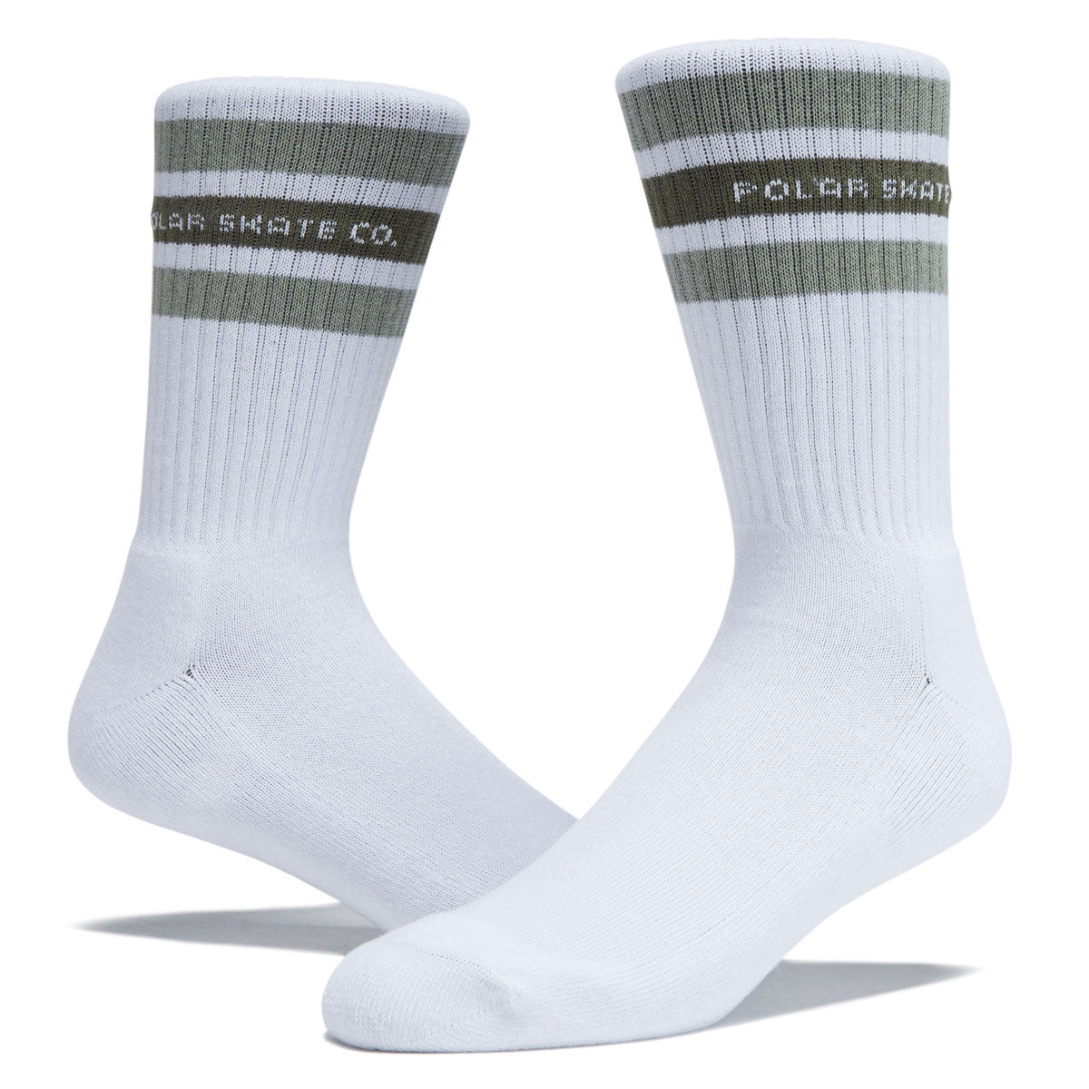 Polar Fat Stripe Rib Socks - White/Sage image 2