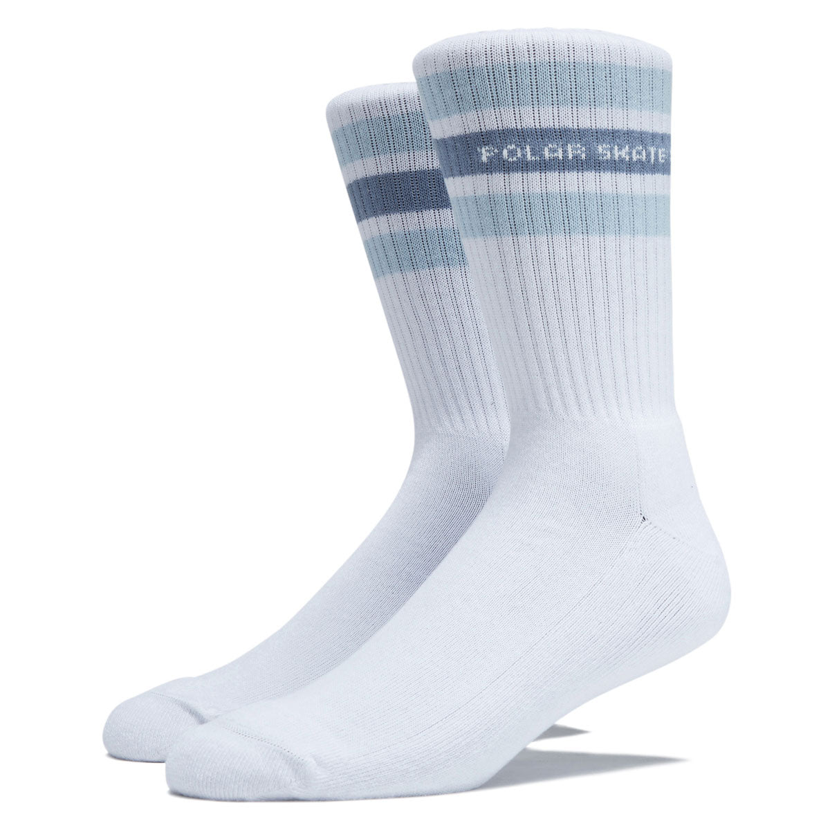 Polar Fat Stripe Rib Socks - White/Light Blue image 1
