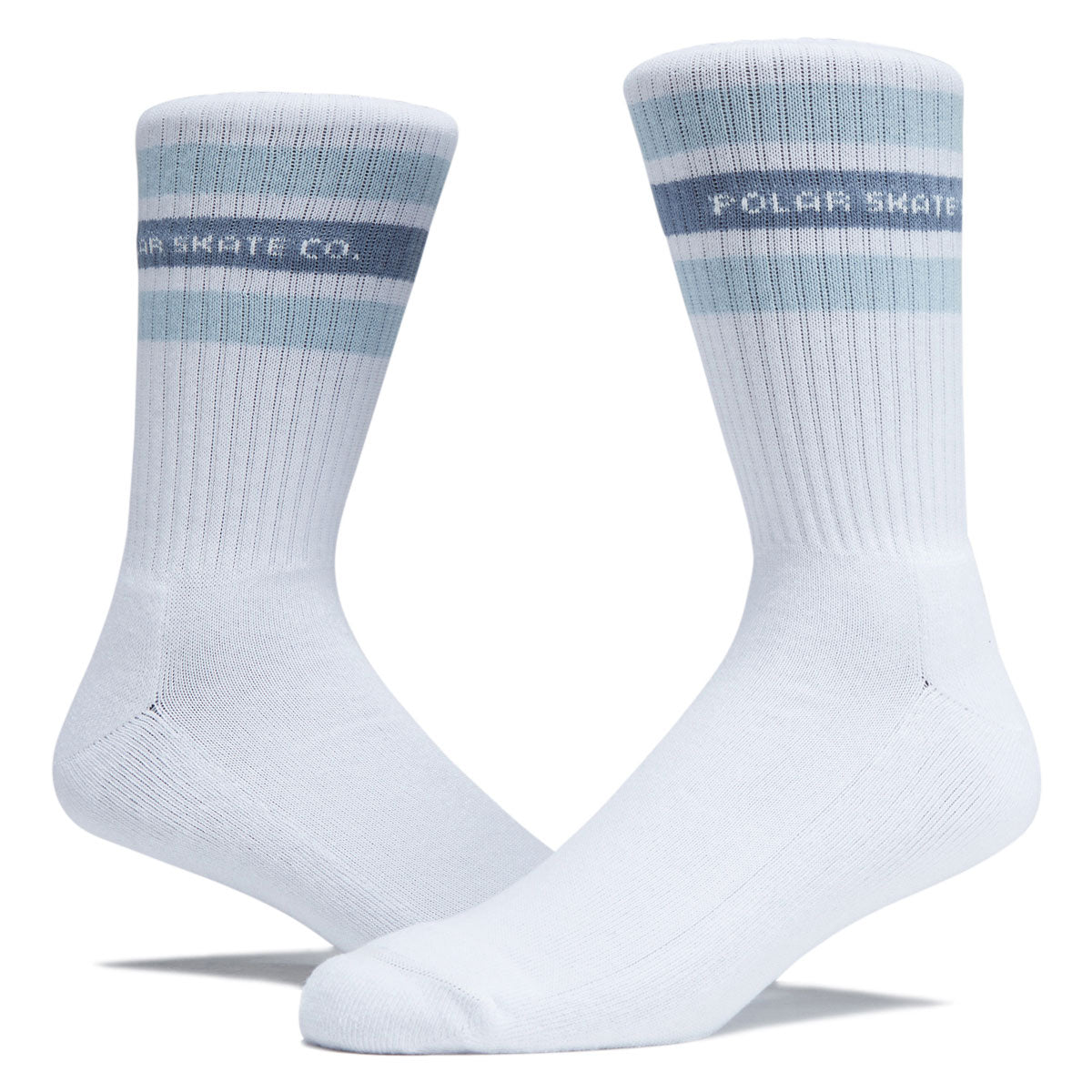 Polar Fat Stripe Rib Socks - White/Light Blue image 2