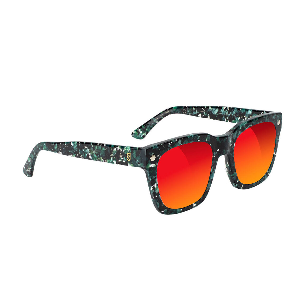 Glassy Walker Plus Sunglasses - Green Tortoise/Red Mirror image 1