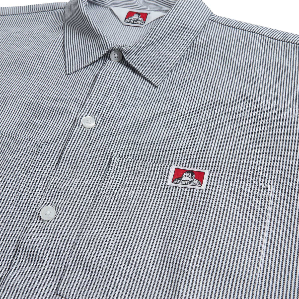 Ben Davis Long Sleeve Stripe Polyblend Shirt - Hickory image 3
