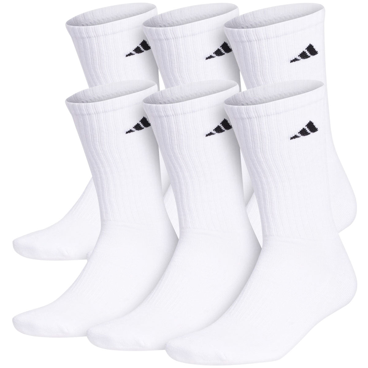 Adidas Athletic Cushioned 6 Pack Of Crew Socks - White/Black image 1