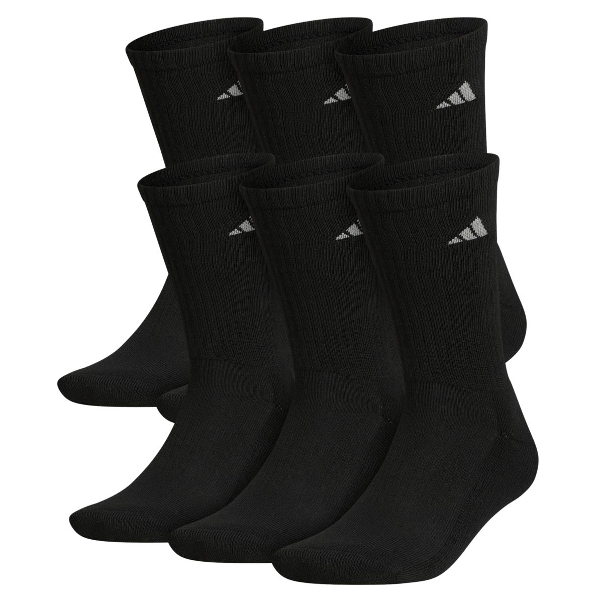 Adidas Athletic Cushioned 6 Pack Of Crew Socks - Black/Aluminum 2 image 1