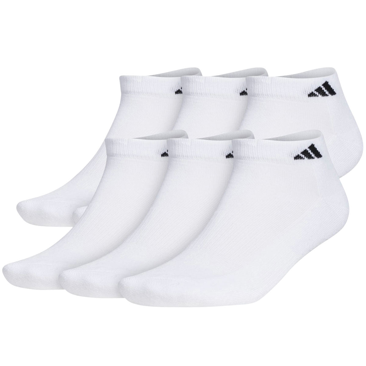 Adidas Athletic Cushioned 6 Pack Of Low Cut Socks - White/Black image 1