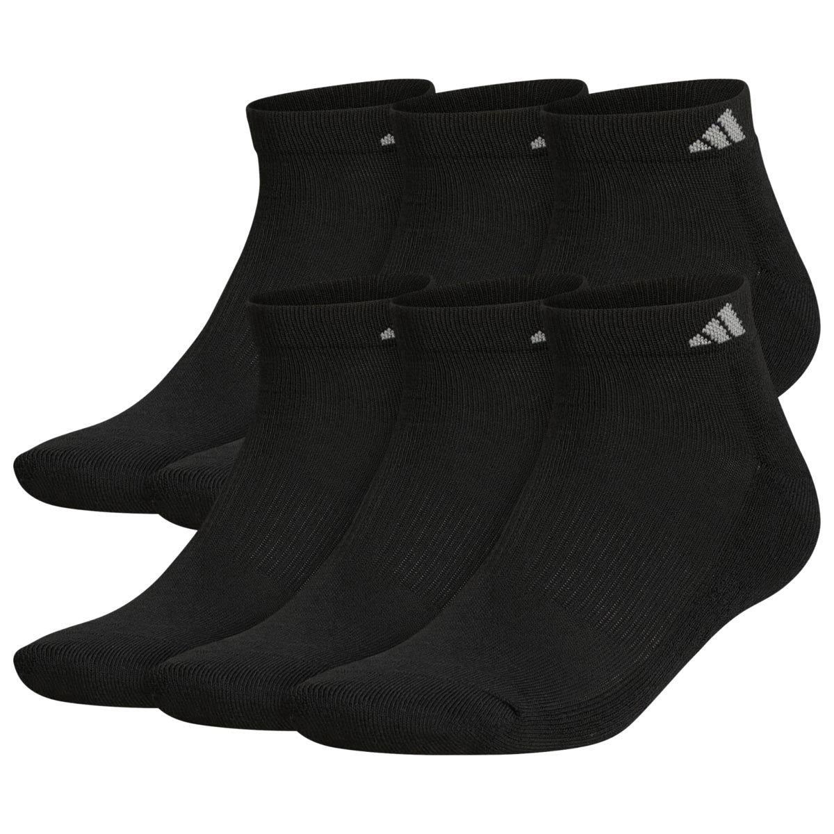 Adidas Athletic Cushioned 6 Pack Of Low Cut Socks - Black/Aluminum 2 image 1